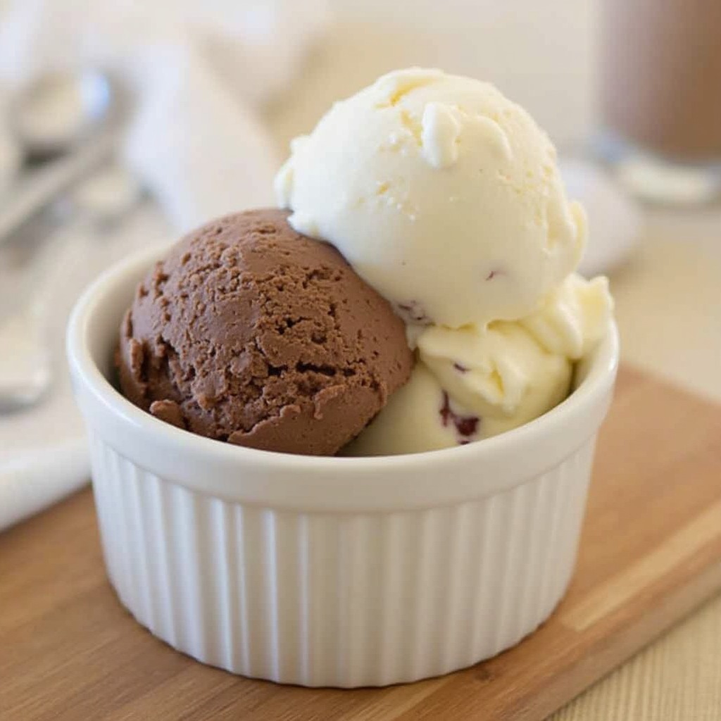 Homemade Chocolate and Vanilla Ice Cream Duo: A Sweet Escape