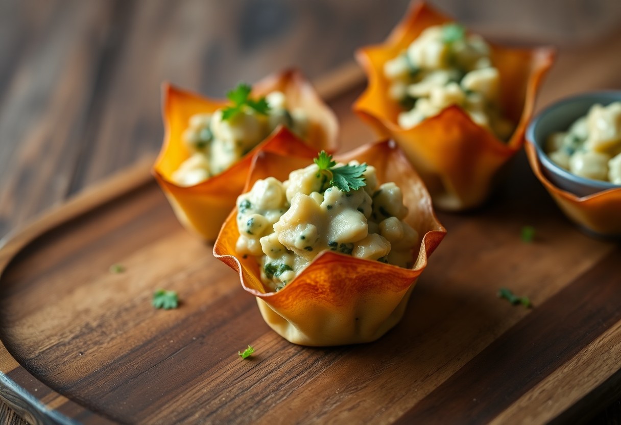 Cheesy Spinach and Artichoke Wonton Cups