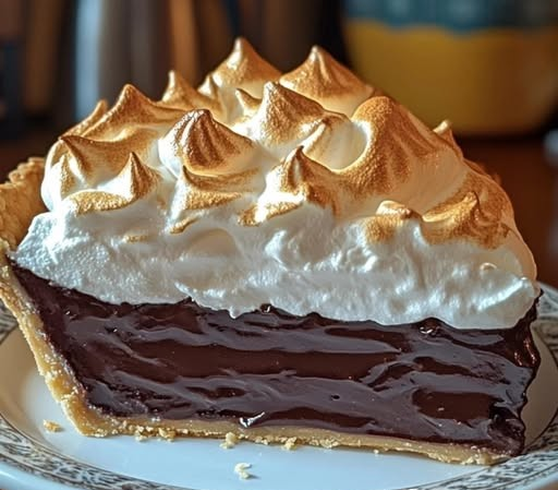 Old Fashioned Chocolate Pie with Golden Meringue – A Timeless Dessert Delight